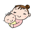 お母さんが赤ちゃんを抱っこしているイラスト
