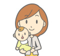 お母さんが赤ちゃんを抱っこしているイラスト