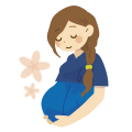 妊婦さんがお腹をさすっているイラスト